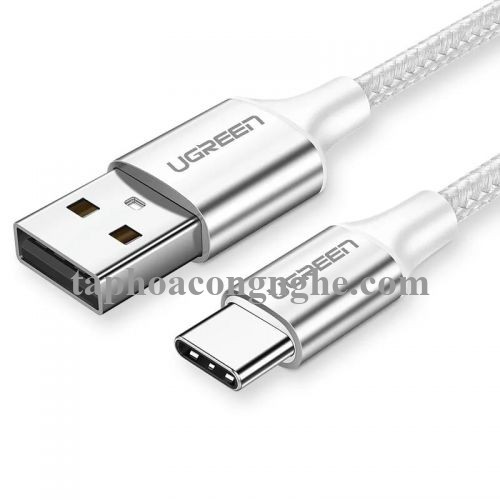 Ugreen 60130 0.5m cáp usb ra type c bọc nhôm màu bạc US288 30060130